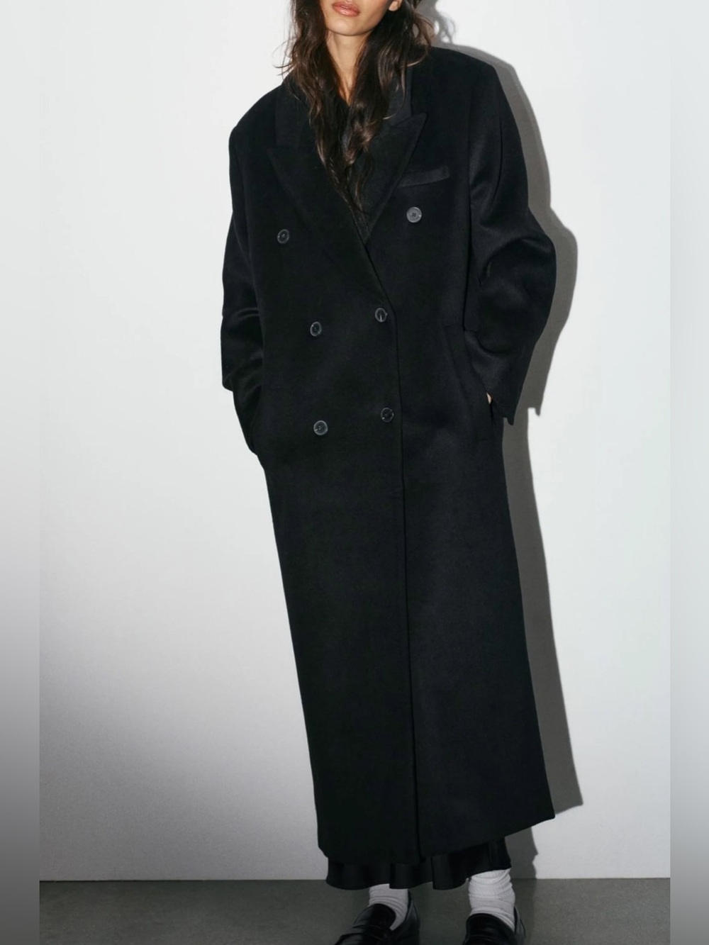 NEW. Zara Wool Blend Double Breast Long Coat. NWT